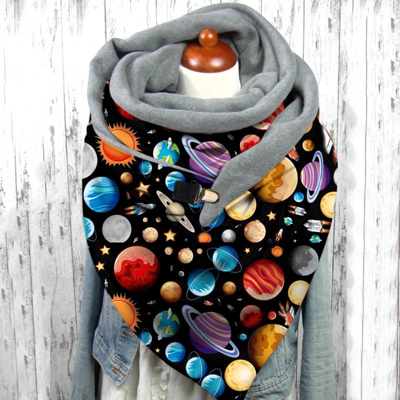

Fashion Winter Women Scarf Bufandas Invierno Mujer Star Printing Button Wrap Casual Warm Scarf Echarpe Foulard Femme
