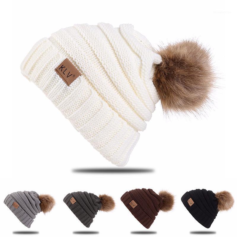 

Fashion Winter Hat For Men Women Soft Thick Warm Beanie Hat Solid Color Knit Pompom Clothing Accessories czapka zimowa1, Black