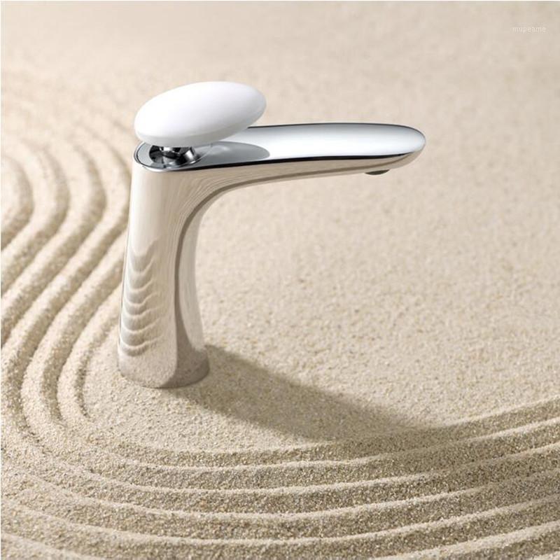 

Vidric new arrival chrome and white bathroom hot and cold single lever sink faucet basin tap1