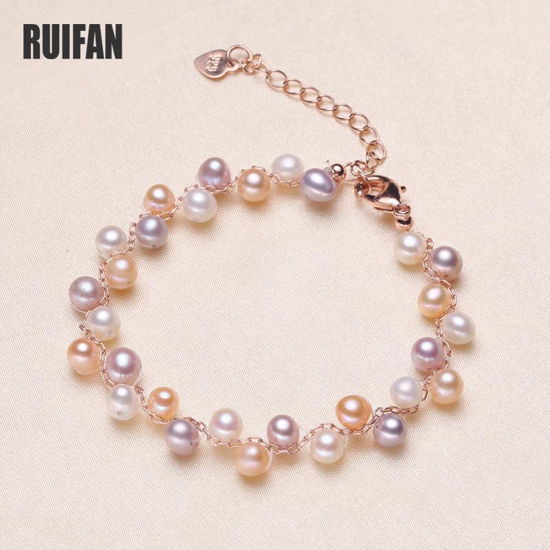 

Ruifan 5mm Fashion Natural Freshwater Pearl Bracelet for Women 5 Color Pears Charm Bracelets Female Jewelry Gift YBR1301