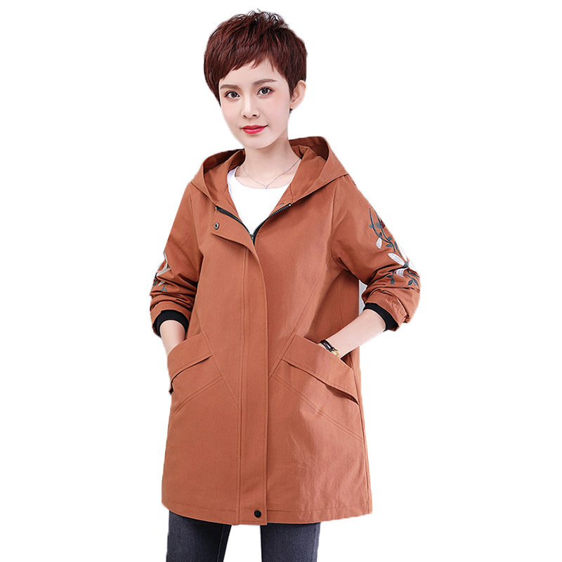 

Female Autumn Coat 2021 New Middle-aged Mother Hooded Women's Fashionable Hoodie Plus Size Tops 4xl R12 Qrje, Haze blue