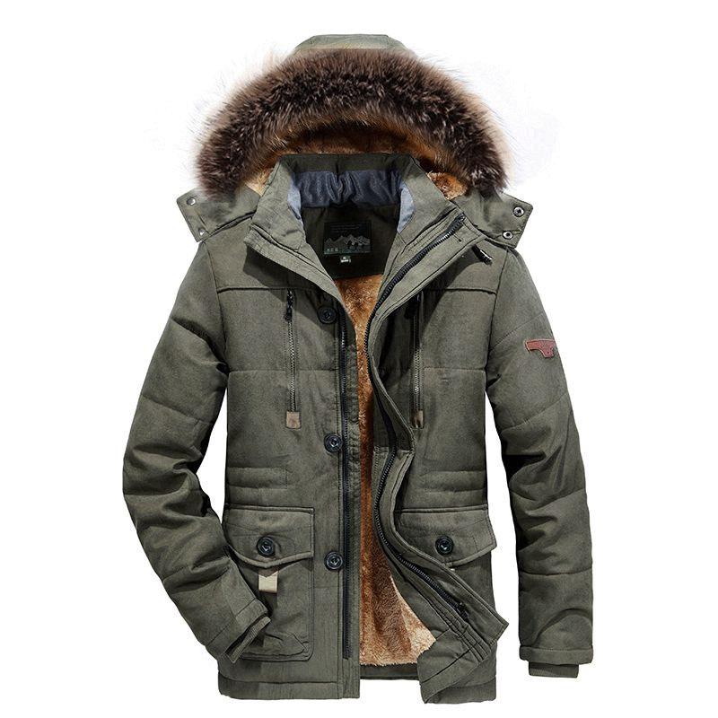 

Men's Padded Jacket Winter Men's Plus Velvet Thick Plus Size Medium and Long Padded Jacket, Black