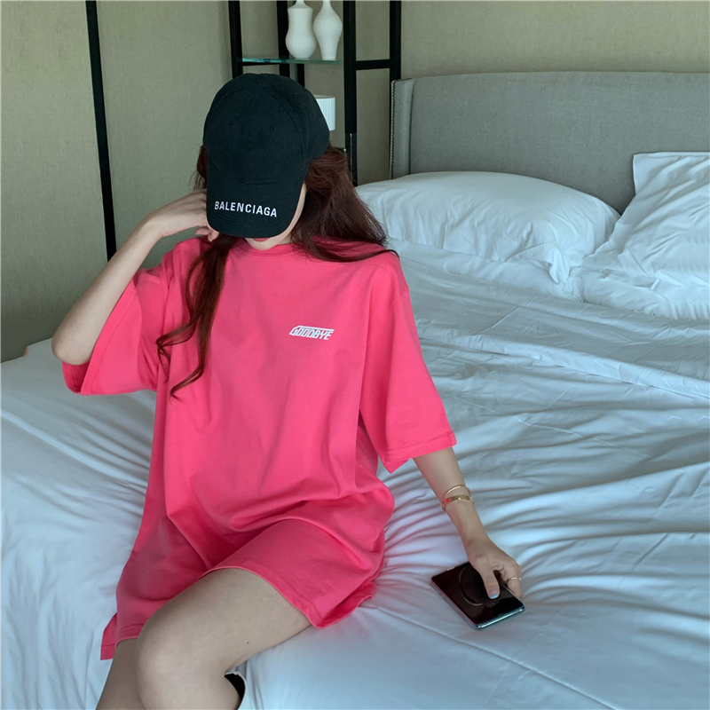 

2021 New 2 colours summer topos Korean Estle manga letter loose cotton shirts of women femme shirt (r98184) FNDL, Pink