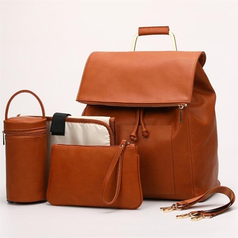 

Fashion Pu Nappy Backpack Large Capacity Changing Backpack with Insulated Pockets for Baby Mommy Bagsnsulated Pockets for Baby 201120, Pink