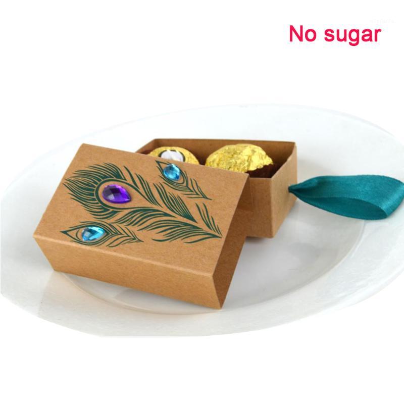 

50PCS Birthday Paper Favors Kids Peacock Packaging DIY Gift Box With Ribbon Holder Candy Storage Wedding Drawer Design1