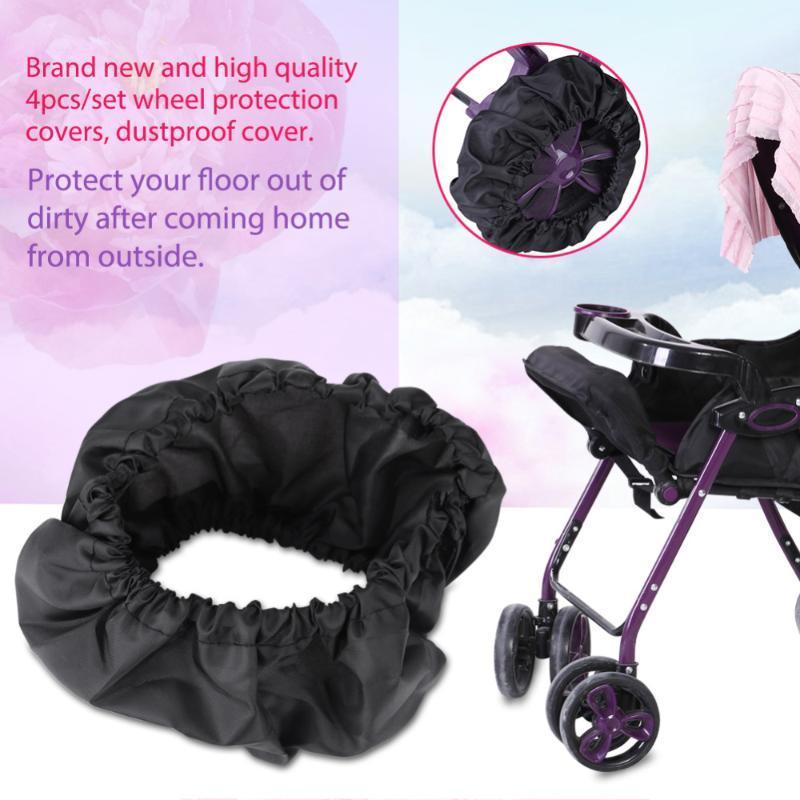 

4Pcs/Set Baby Stroller Accessories Wheels Covers Black for 12-25 CM Wheelchair Baby Carriage Pram Throne Pushchair Poussette1