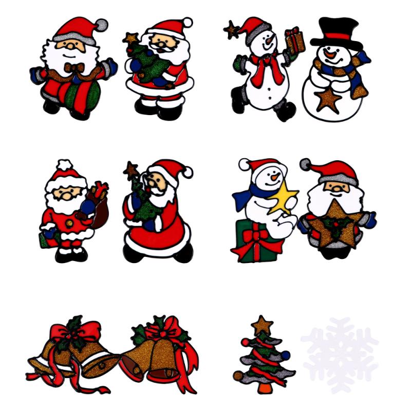 

12pcs Christmas Window Clings Decal Snowman Santa Claus Xmas Window Sticker