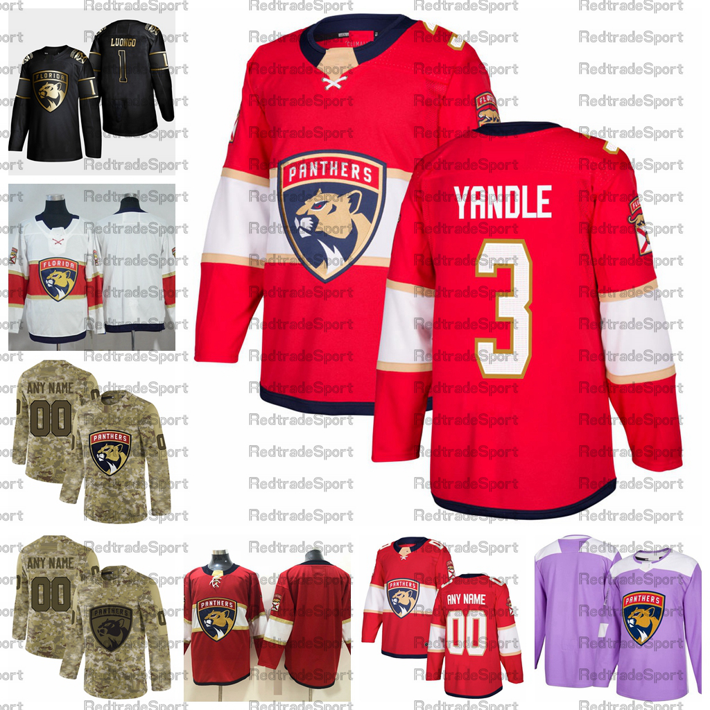 

2021 Customize #3 Keith Yandle Florida Panthers Jerseys Golden Edition Camo Veterans Day Fights Cancer Custom Stitched Hockey Jerseys, White