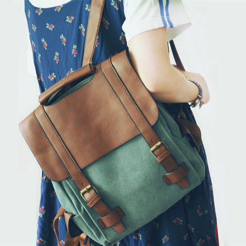 

Backpack Style Vintage Women Mini Bagpack Leather Back Pack Canvas School Backpacks Bags For Girls Mochila Escolar Mujer, Black
