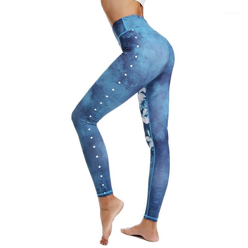 

Women Print Yoga Pants Compression Elasticity Sports Leggings Fitness Tummy Control Tights Girl Running Pants Training Trousers1, Black