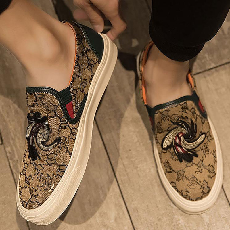 

Slip on 2021 New Spring Autum Simplicity Men Shoes Round Toe Chaussures Pour Hommes PU Leather Classic Comfortable Casual Outdoors Solid DH539, Beige