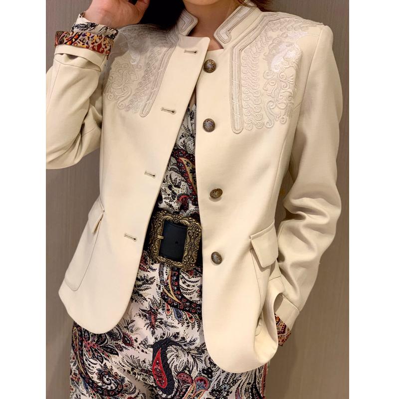 

8.9 2020 Autumn Women New High end Fashion Wool Heavy Industry Embroidered Jacket Coat Casual Single Breasted Short Outerwear, As picture
