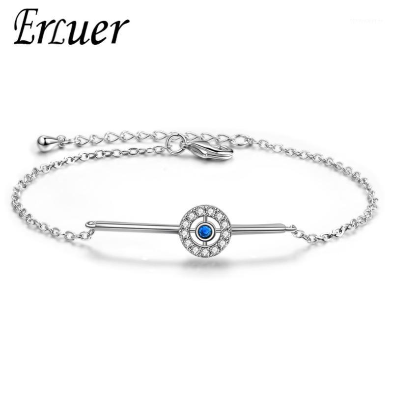 

Charm Bracelets ERLUER Trendy Silver Color Blue Eyes Round Adjustable Fashion For Women Jewelry Gift1