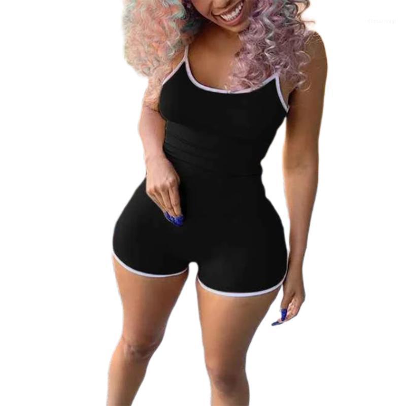 

2020 Summer Womens Solid Casual Sleeveless Yoga Short Rompers Strappy Fitness Exercise Gym Sports Running Jumpsuit Clothes1, Black