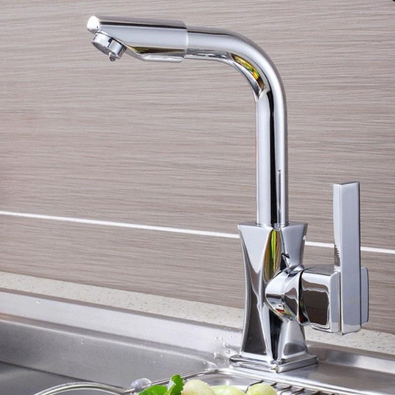 

Basin Faucet Durable Single Hole Modern Deck Mounted 360 Degrees Home Cold-Hot Water Rotatable Mixer Tap Bathroom Fast Kitchen