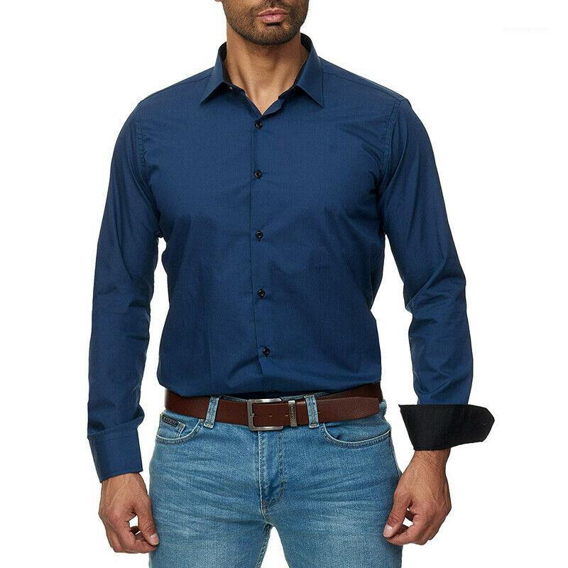 

Mens Formal Dress Shirts Long Sleeve Slim Fit Tops Luxury Work Blouse shirt Men social shirts Business Casual1, As photo shows