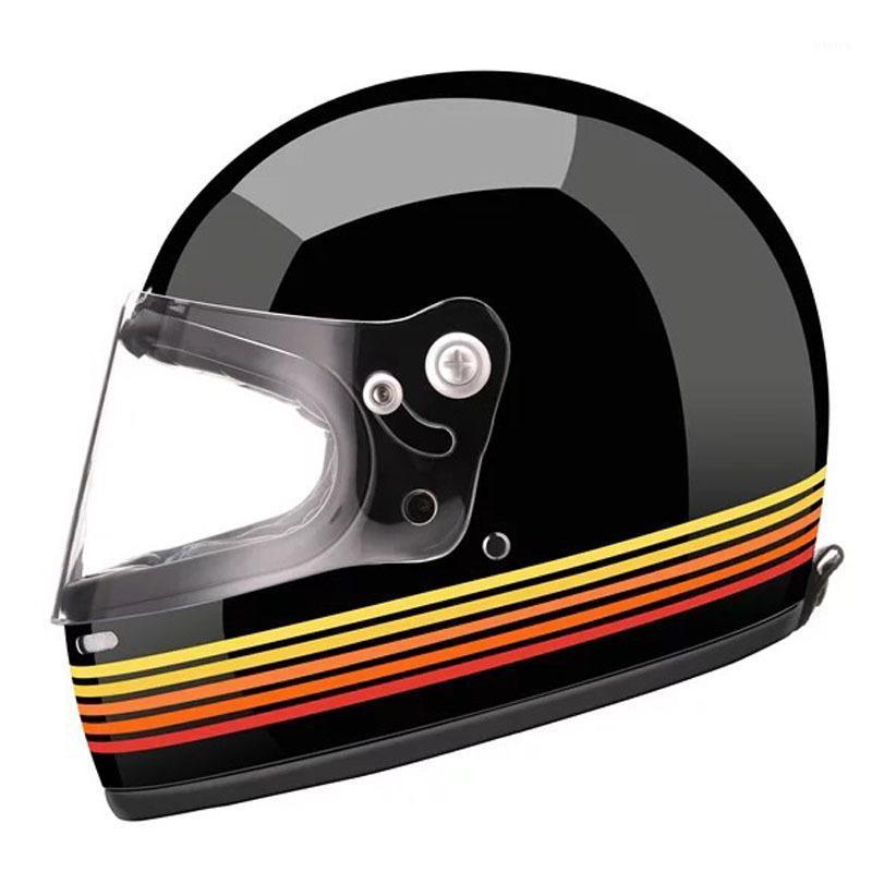 

Motorcycle Full Covered Helmet Retro Helmet Winter Glass Reinforced Plastic Riding1, Bright black xl
