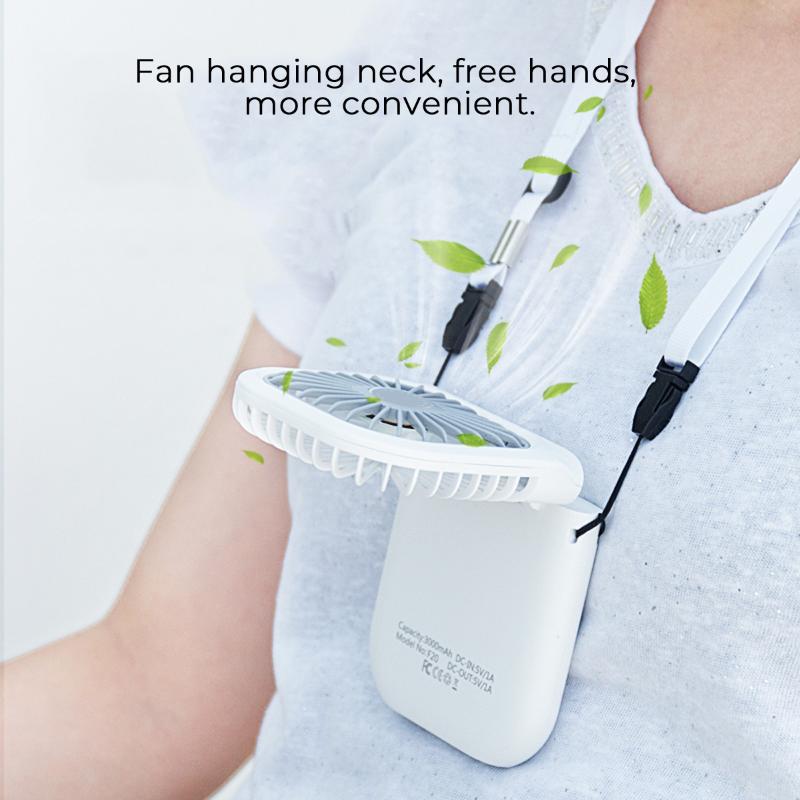 

USB Portable Halter Fan Hands Free Neck Fan Hanging Mini Sports Fans Personal 3 Speed Adjustable Rechargable Home Office