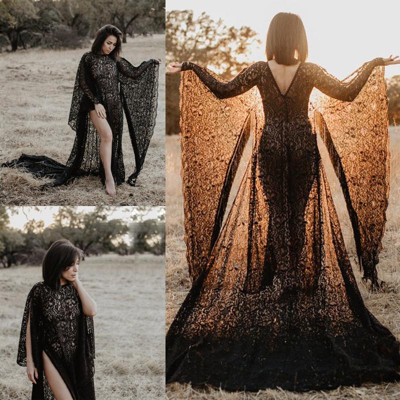 

Pregnant Dress Maternity Photography Props For Shooting Photo Pregnancy Clothes Long Sleeve Pregnants Maternity Maxi Dress, As pic