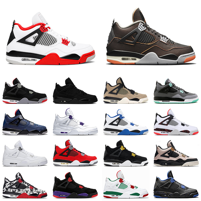 

4 starfish mens basketball shoes 4s fire red cool grey black cat men trainer sports sneakers, Green glow