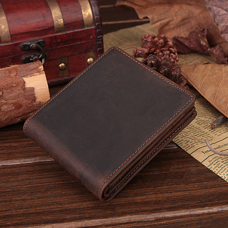 

Men's wallet, wallet made of leather with zipper card space, simple style, Brown 2