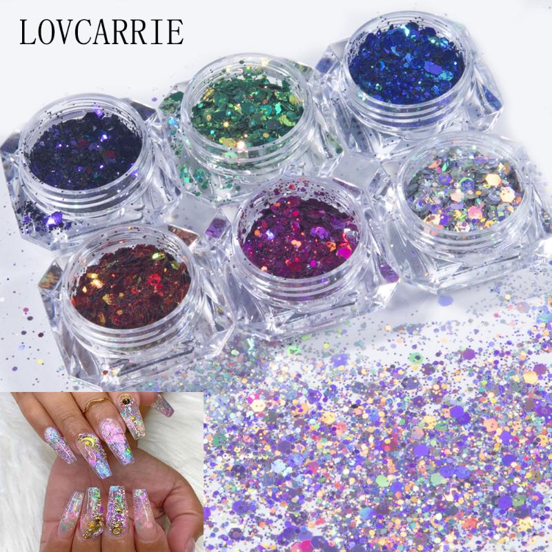 

LOVCARRIE Nails Art Glitter Sequins 2g Chameleon Powder Holographic Laser Nail Art Decorations Supplies for Eye Makeup Design