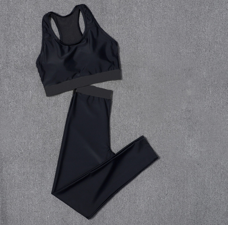 

Black Print Suits Padded Push Up Women' Two-piece Tracksuits Outdoor Yoga Running Cycling Swimming Sports Must Clothes Suits, As pic