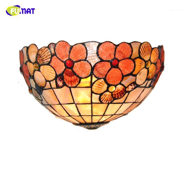 

FUMAT Tiffany Wall Lamps LED Natural Shell Flowers Lampshade Wall Sconces Lights Home Decor BAR Living room Lights Sconce1