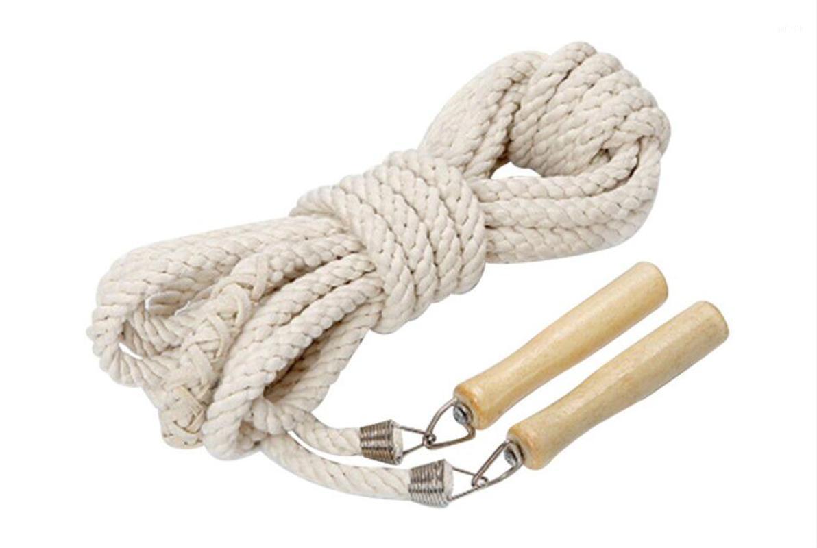 

3M Single skip rope cotton rope Handmade skipping Wooden handle Jump1