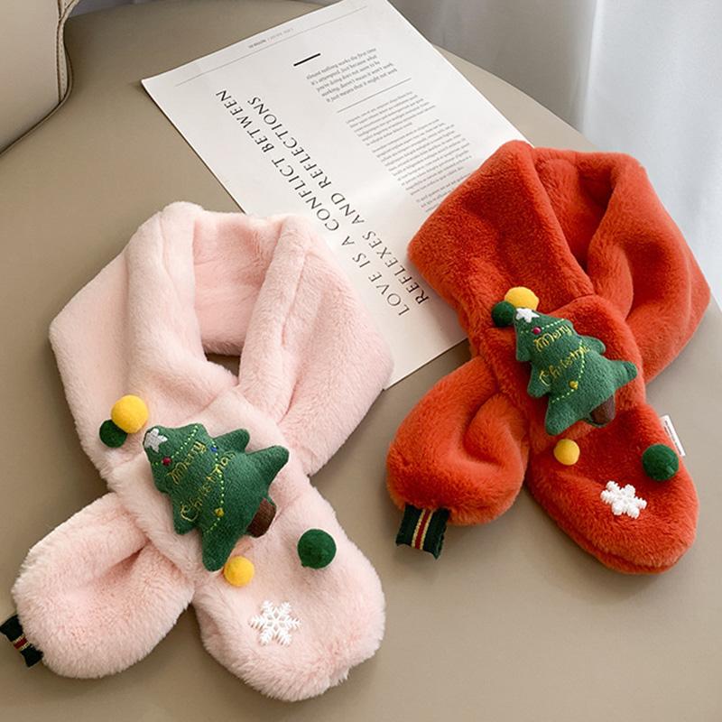

Korean Version Baby Christmas Autumn Winter Cute Children Imitation Rex Fur Collar Boys Girls Warm Plush Soft Scarf B78