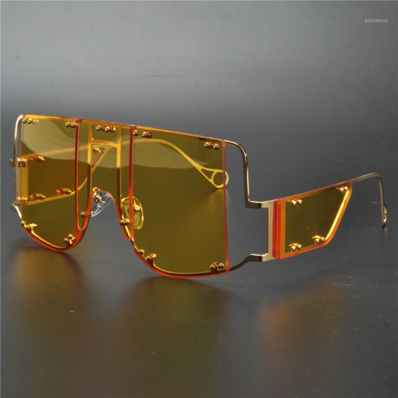 

Futuristic Sunglasses Women Brand Designer Oversized Sun Glasses Shades Large yellow Lens Glasses UV400 Fashion Eyewear NX1