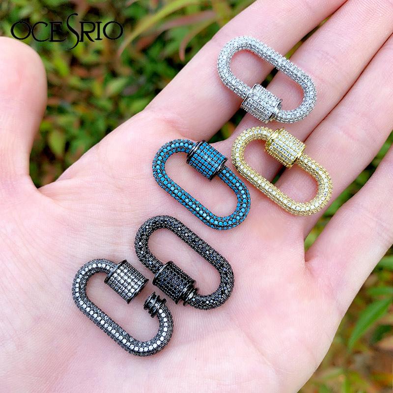 

OCESRIO DIY Bracelets jewelry Making Crystal CZ Zircon Oval Carabiner Bracelets Necklaces Jewelry Finding chm-a04