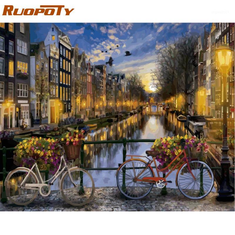 

RUOPOTY Frame Amsterdam DIY Oil Painting By Number Landscape Calligraphy Painting Acrylic Paint On Canvas For Home Decor Artwork1
