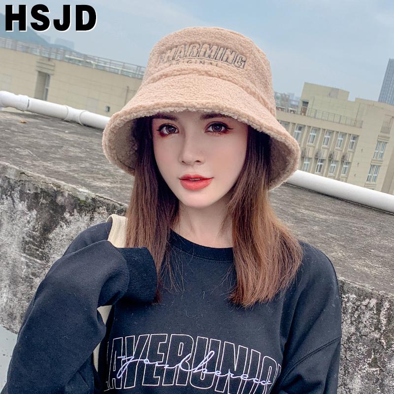

Wide Brim Hats Faux Cashmere Winter Bucket For Women Autumn Panama Fisherman Hat Female Fashion Letter Embroidery Basin Cap, Khaki