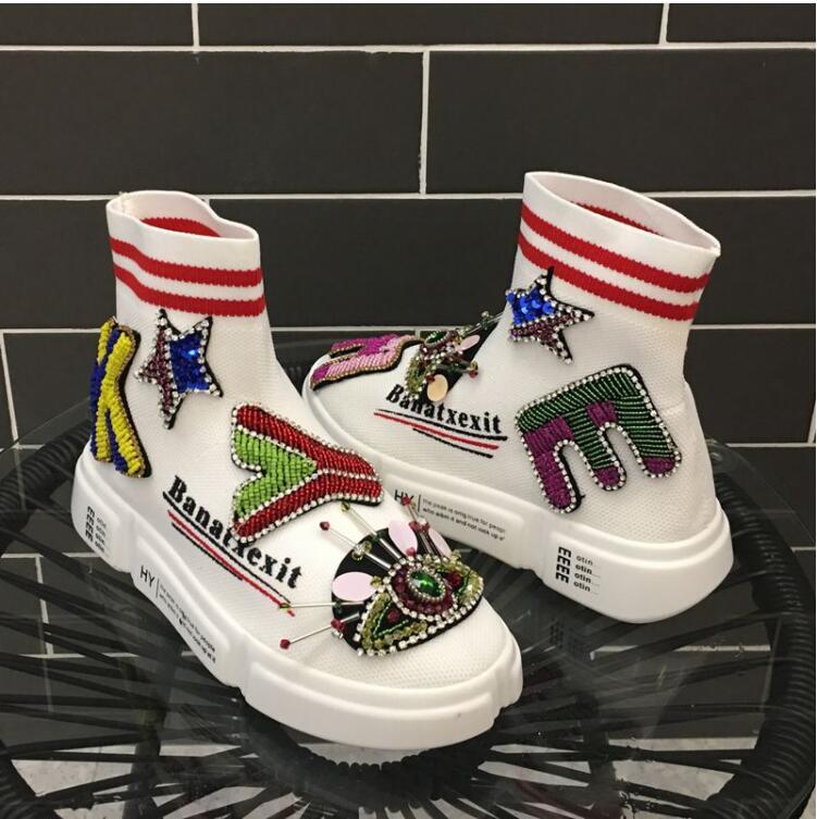 

2020 Heavy New Strass Letters Beat Street Tide Women's Shoes 5pv0, White