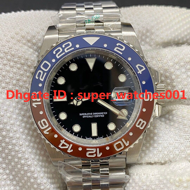 

N V11 Mens Watch 40x13mm 3285 automatic mechanical movement 904L Stainless steel case bidirectional ceramic rotation ring Wristwatches GMT, Box