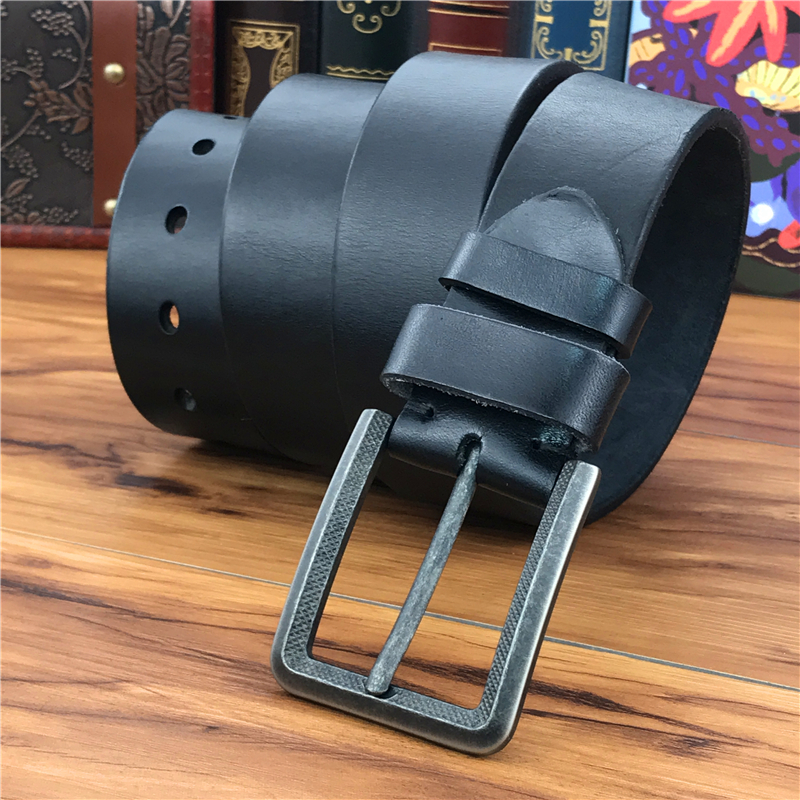 

Men Vintage Pin Fivela Men's Courage Leather Belt Wide Ceinture Homme Masculine Man Jeans Riem Cinte Male MBT0042B 4ACJ, Black