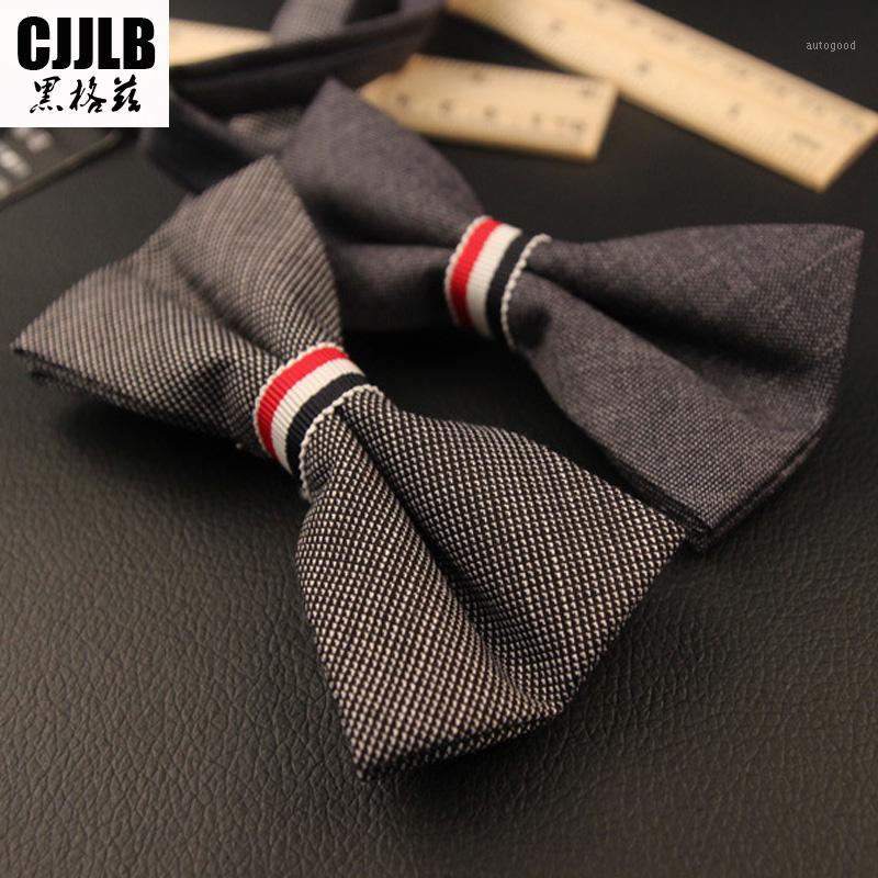 

Neck Ties Grey Patchwork Bow For Men Groom Black British Style Cotton Bowties 7 Colors Adult Marry Wedding Party Butterfly Cravat1