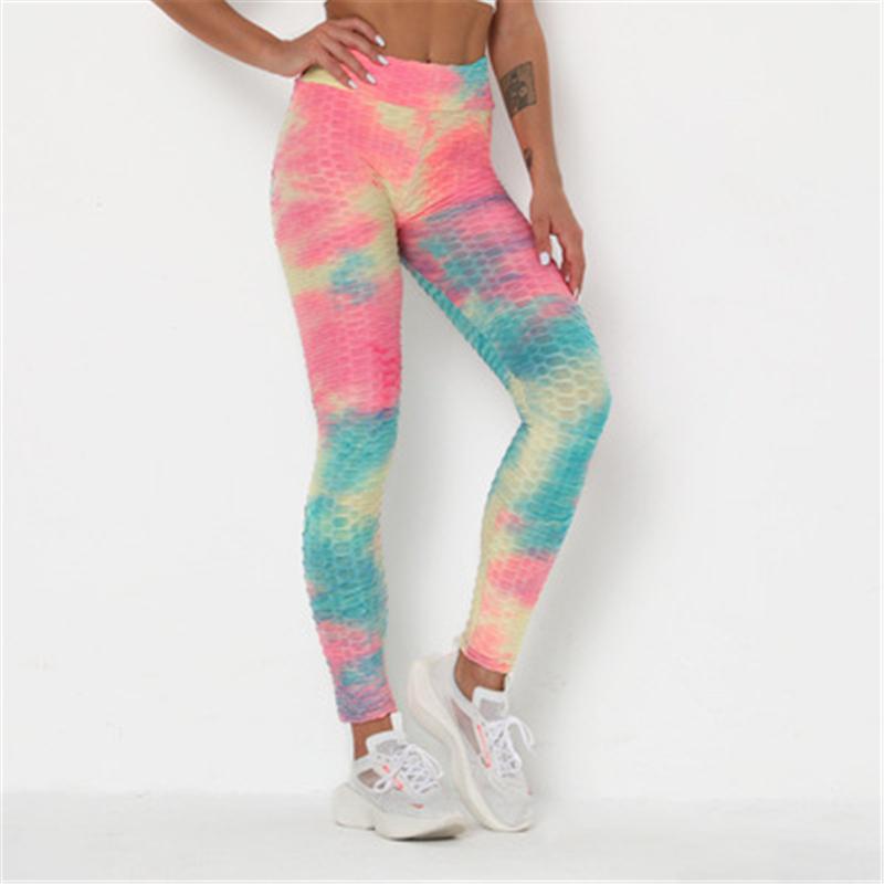 

Women Tie-dye Skinny Leggings Fashion Trend Gym Sport High Waist Running Bubble Trousers Female New Elasticity Fitness Yoga Slim Sportspant