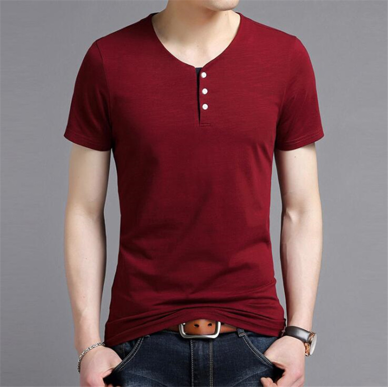 

Summer New Men's T-shirt Fashion Solid Short Sleeve T-shirts High Quality Cotton Male Tshirt Slim Fit Tops, Navy