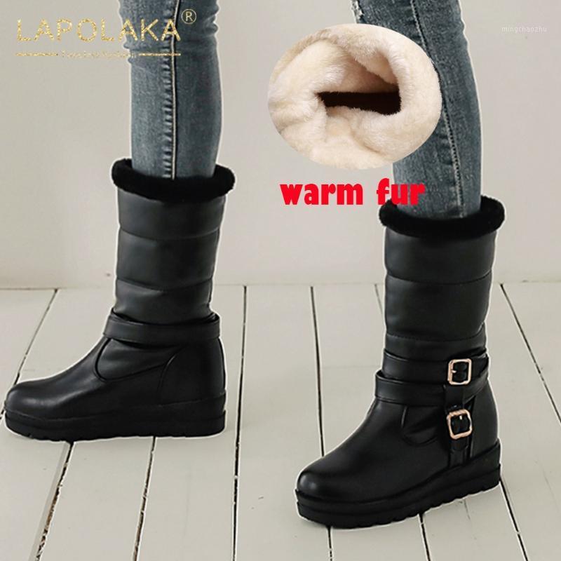 

Lapolaka Hot Sale 2021 Big Size 42 Wedges Snow Boot Woman Shoes Fleeces Plush Warm Buckle Dropship Winter Boots Ladies Shoes1, Black