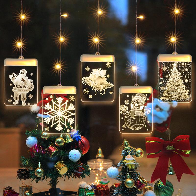 

Party Decoration Family Energy Saving Lamp String Christmas Tree Elk Santa Claus Pattern Indoor Festival Modeling Coloured Lights
