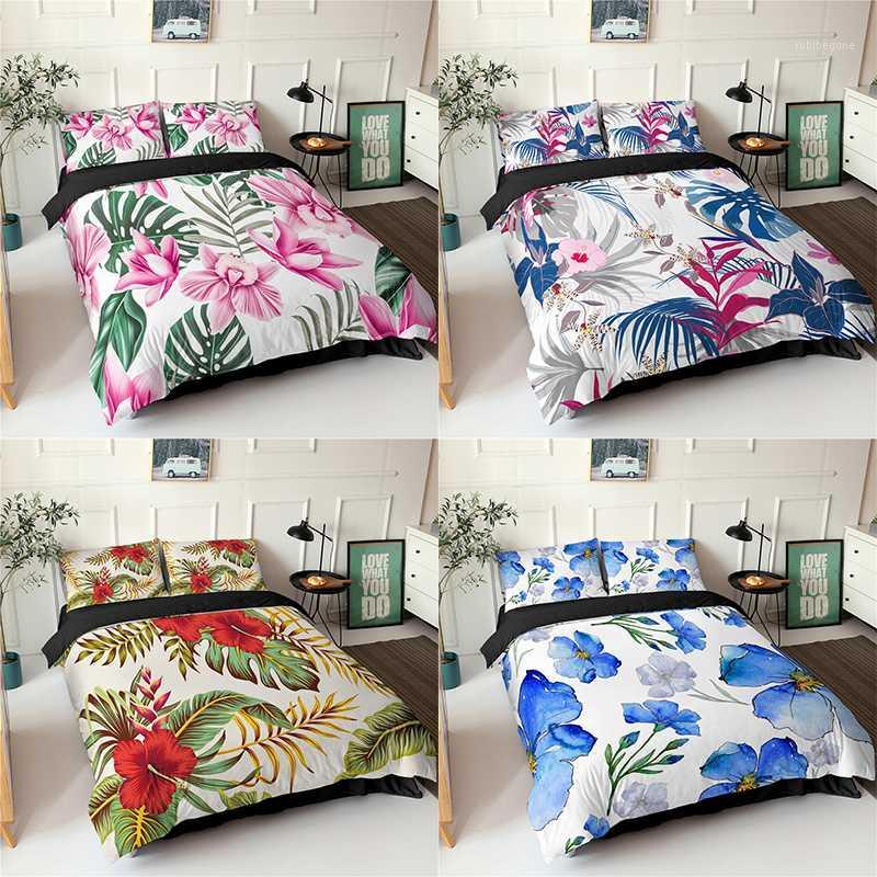 

Bedding Set 3D Flowers Bed Set Leaves Duvet Cover Home Textiles 2/3-Piece King Queen Full Cover Bedclothes1, Qwer54-2