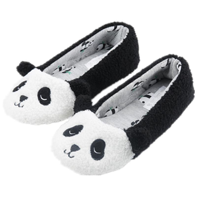 

Cute Cartoon Panda Winter Women Home Slippers Warm Shoes Non-slip Soft Soled Suede Fashion Flat Shoes Ladies Short Plush Slipper, Black