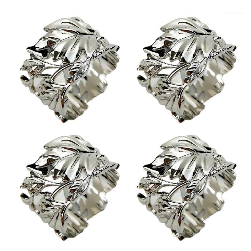 

4pcs Hotel Christmas Metal Napkin Rings Table Holders Towel Banquet Wedding Leaf Shape Party Buckle Home Decor Serviette1