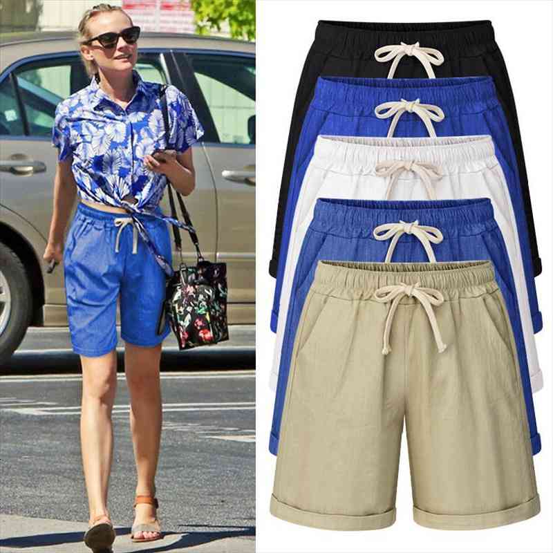 

Summer Cotton Shorts Women Short High Waist Casual Ladies Shorts Plus Size 5xl 6xl, White;black