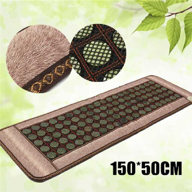 

Electric Heating Pads Natural Jade Infrared Massage Mat Thermostat Warming Blanket Stones Negative ion Massage Pad 50*150CM, Brown