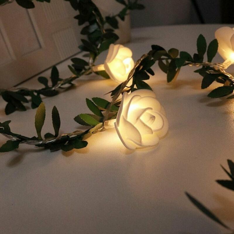 

Led Fairy Lights Rose Flower Powered Decor Christmas Artificial Indoors