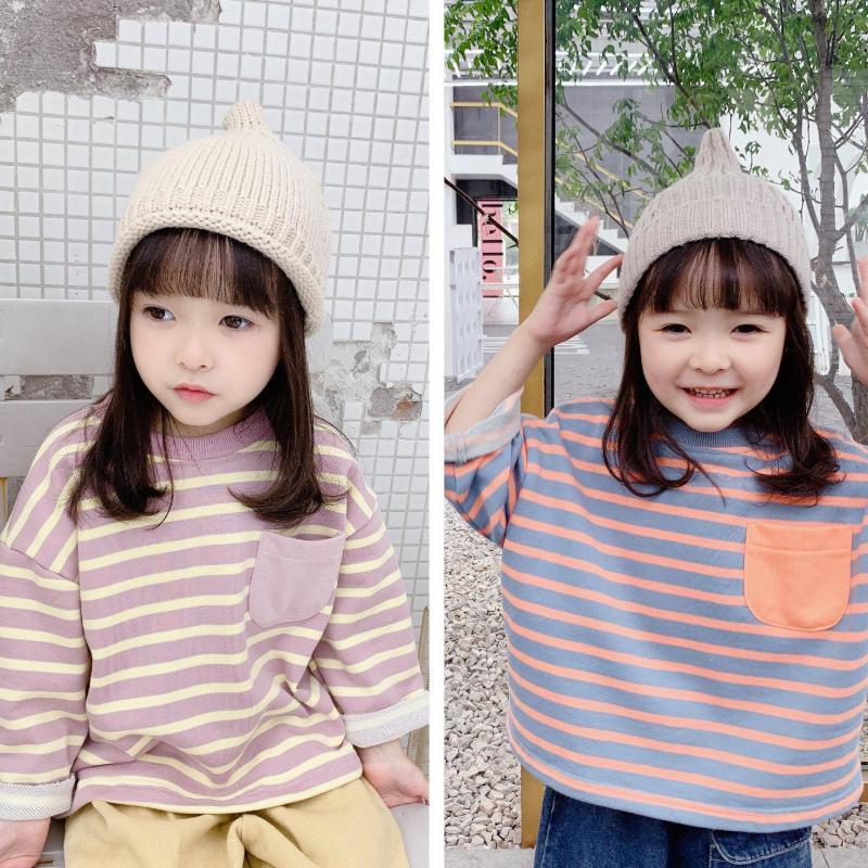 

2021 New Baby Infant Pullovers Striped Sweatshirts Children Hoodie Tops Kids Girls Clothes Autumn Clothing 1-6y U9iv, 20662pink