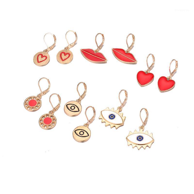 

Punk Fashion Jewelry Evil Eye Big Hoop Earrings For Women Lady Large Geometric Heart Lip Statement Loop Earring Gifts E6501